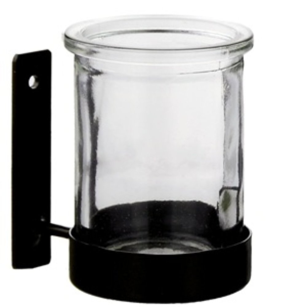 Couronne Company M034-7536 Glass Candle Container & Metal Wall Hanger, 6 oz, Cle